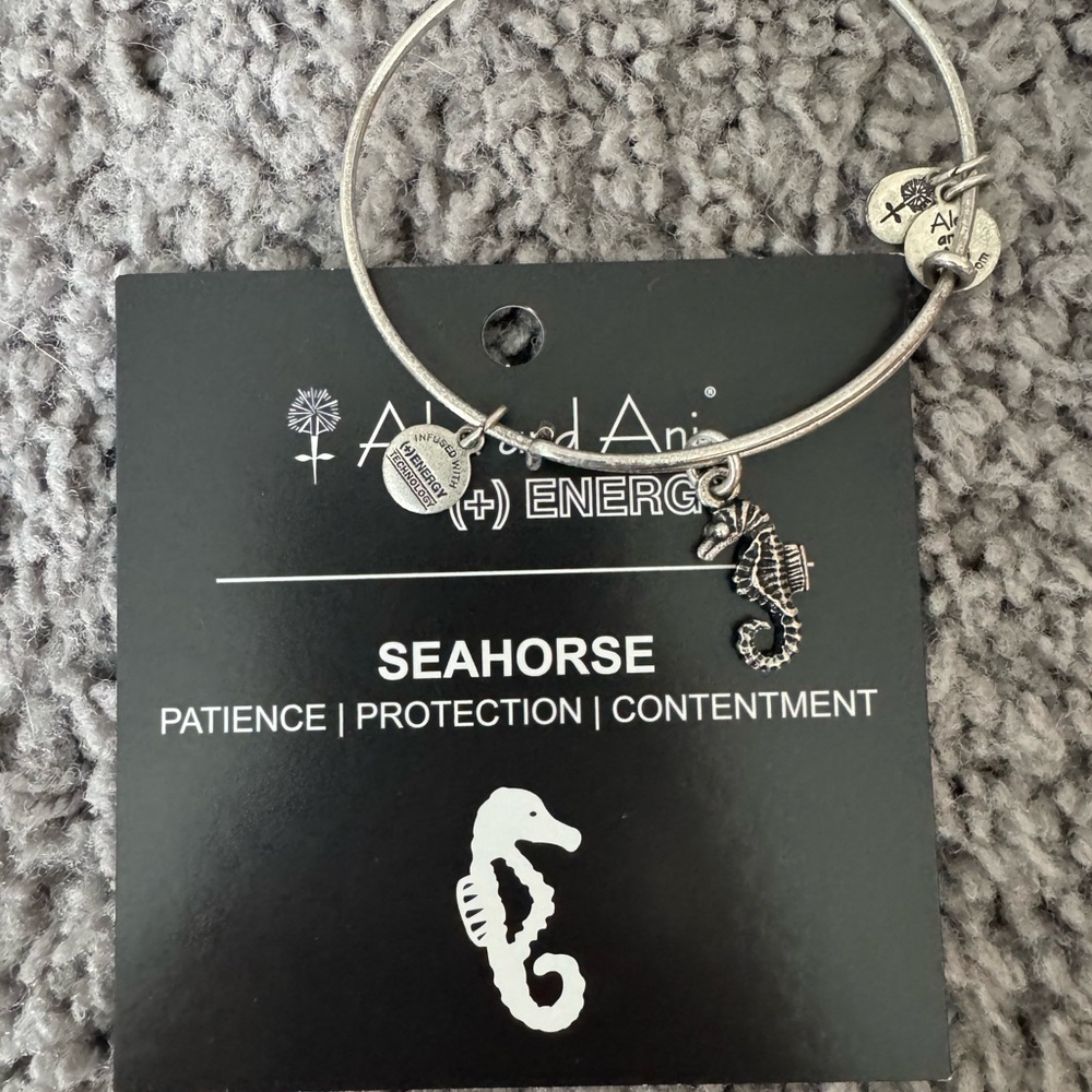 Alex and Ani Silver Seahorse Charm Bangle Bracelet